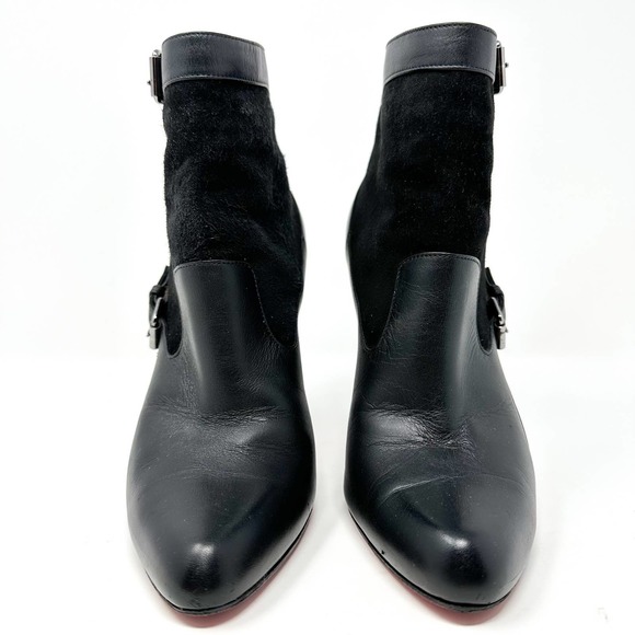 Christian Louboutin Canassone 100mm Black Ankle Booties Shoes EU 37 US 7 - Picture 2 of 12